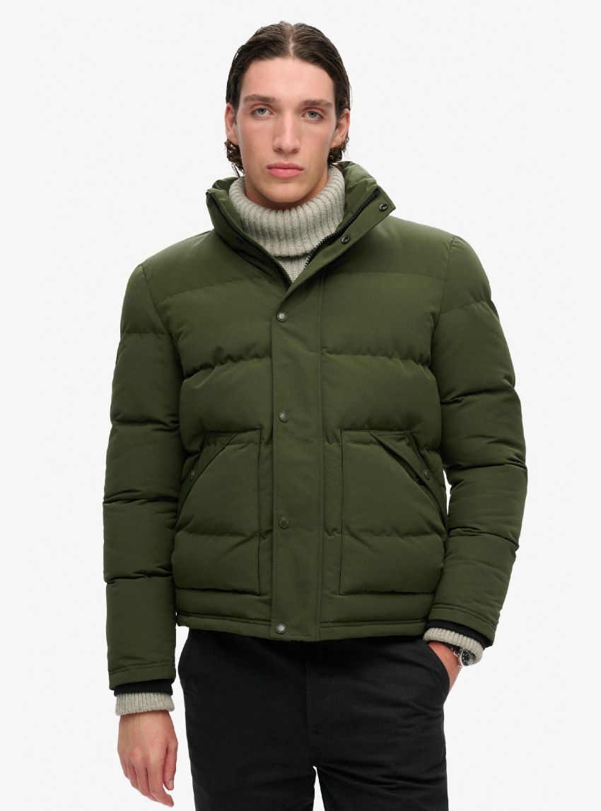 Superdry Everest Short Hooded Puffer Jacket - Olive 