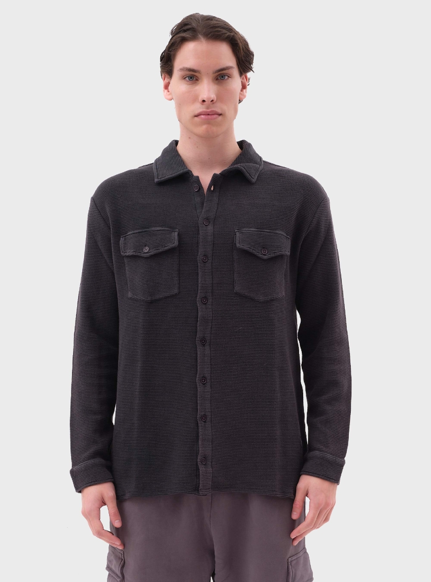 Dirty Laundry Oversized Waffle Shirt - Washed Black