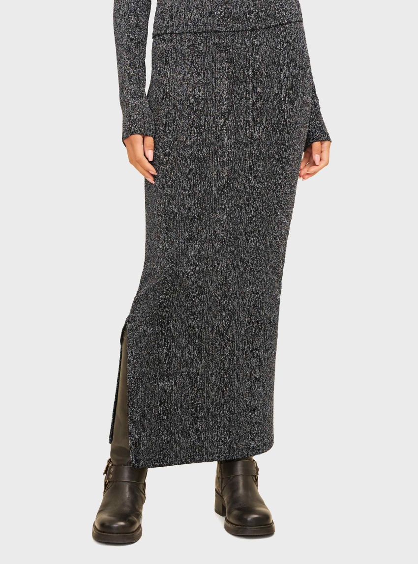JJXX Sigga Stretch Glitter Long Skirt - Silver