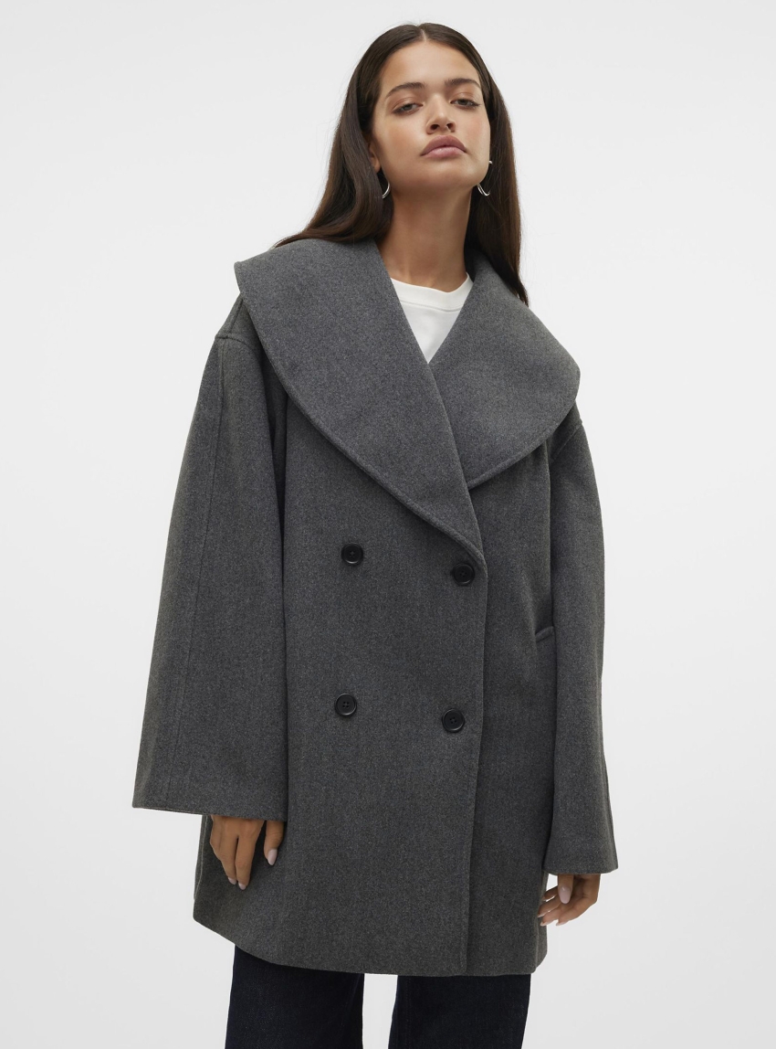 Vero Moda Londyn Coat - Dark Grey Melange