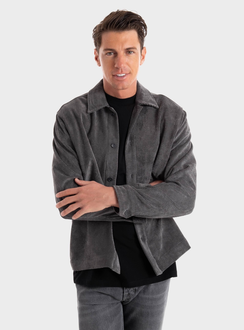 I'm Brian Corduroy Overshirt - Grey