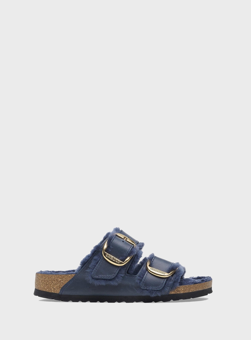 Birkenstock Arizona Big Buckle Shearling Narrow Fit  Sandals - Blue