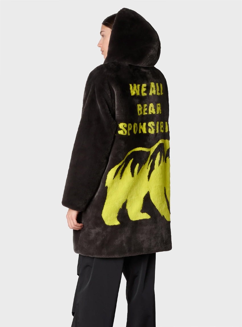 Save The Duck Kala Faux Fur Coat - Dark Brown