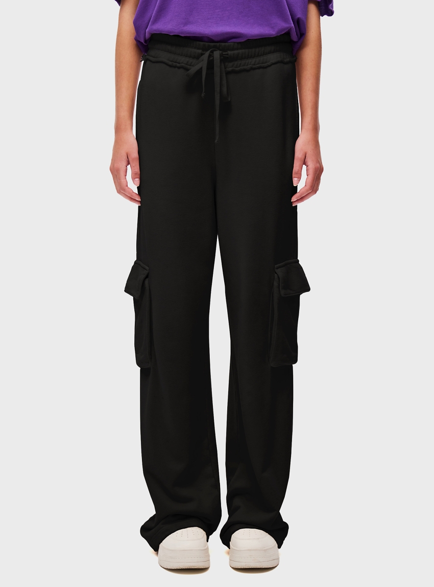 Dirty Laundry Straight Leg Cargo Sweatpants - Black