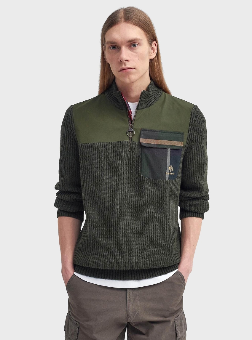 Barbour X Baracuta Miller Half-Zip Jumper - Olive 