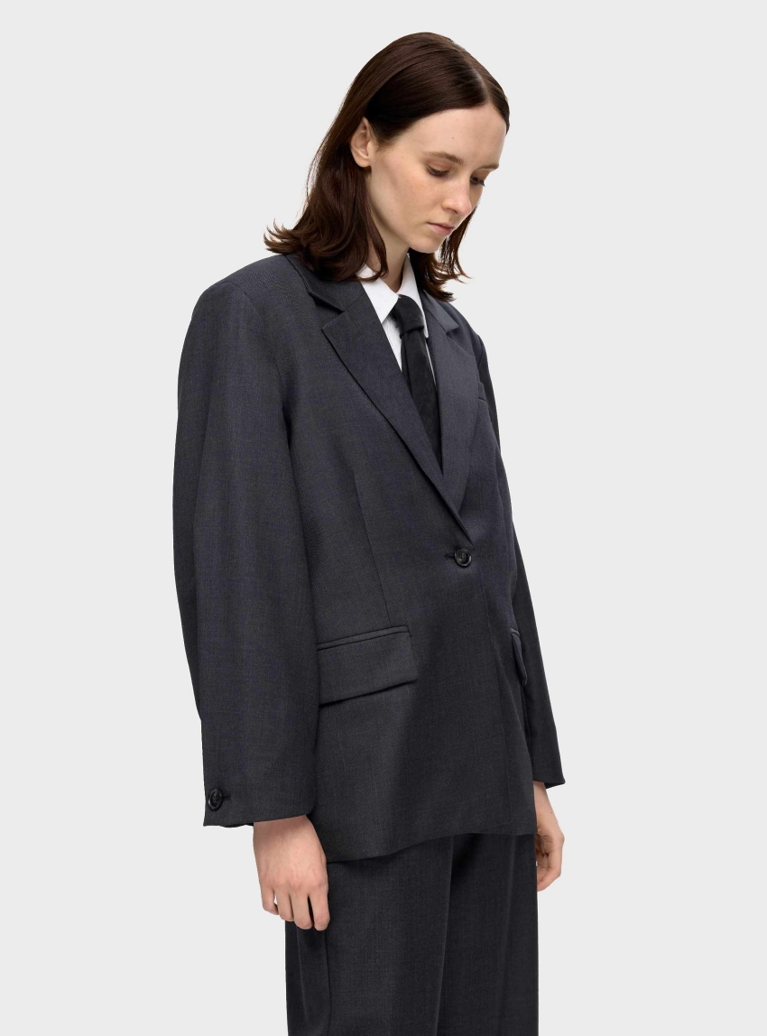 Selected Luah Ls Wool Blazer - Dark Grey