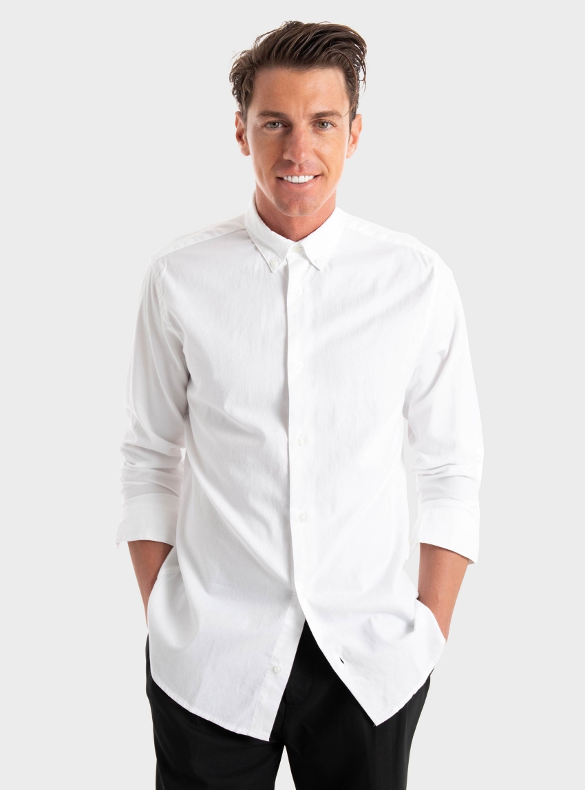 Jack & Jones Premium Lewis Comfort Fit Oxford Shirt - White