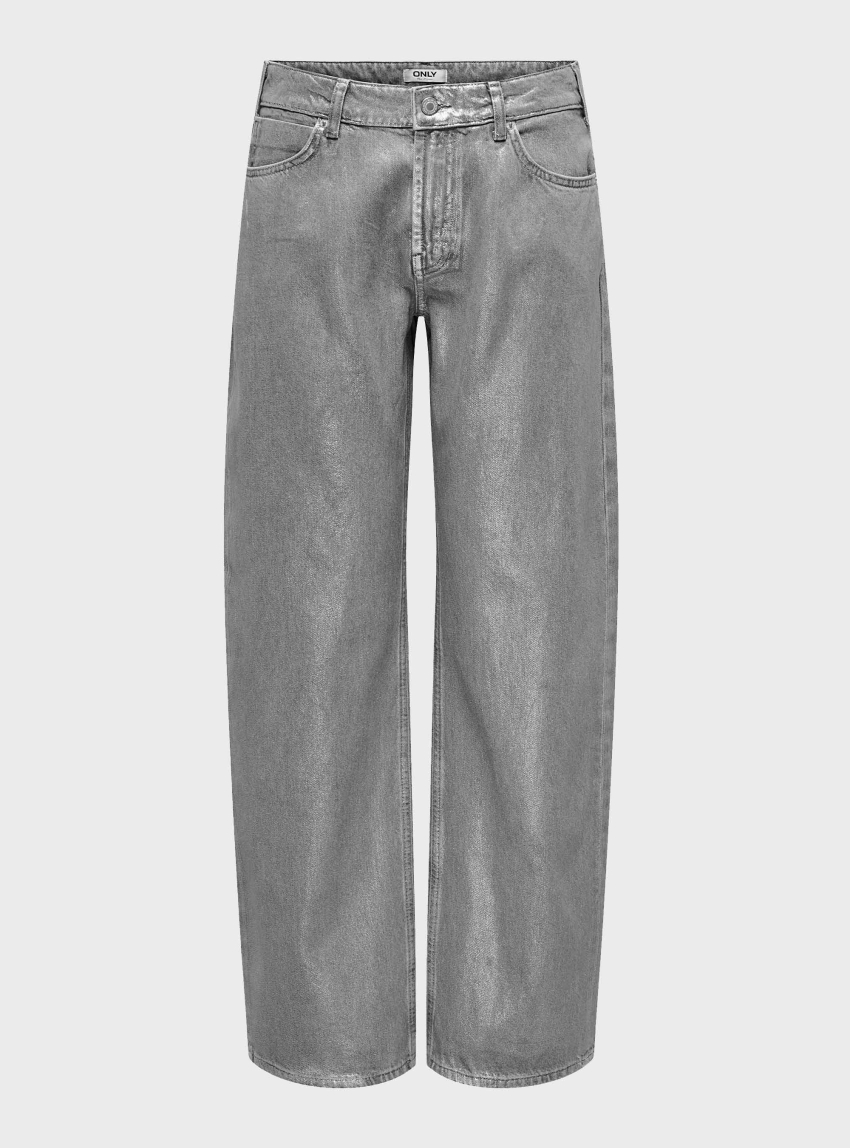 Only Cobain Mid Waist Wide Leg Jeans - Light Grey