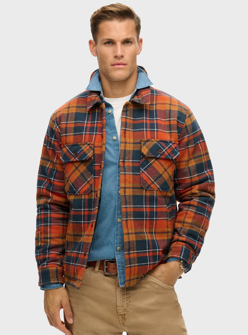 Superdry Surplus Check Quilt Overshirt - Navy