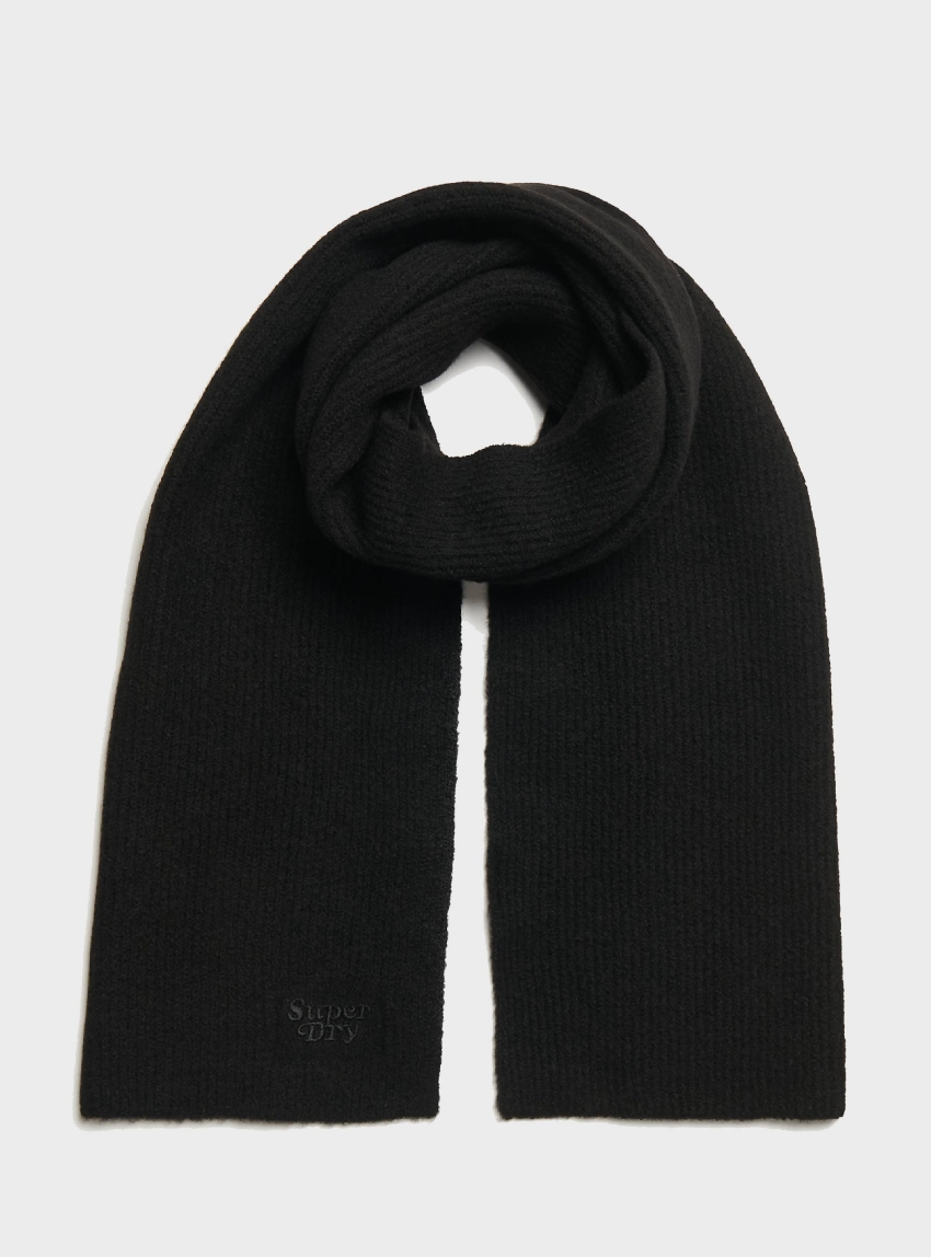 Superdry Soft Rib Knit Scarf - Black