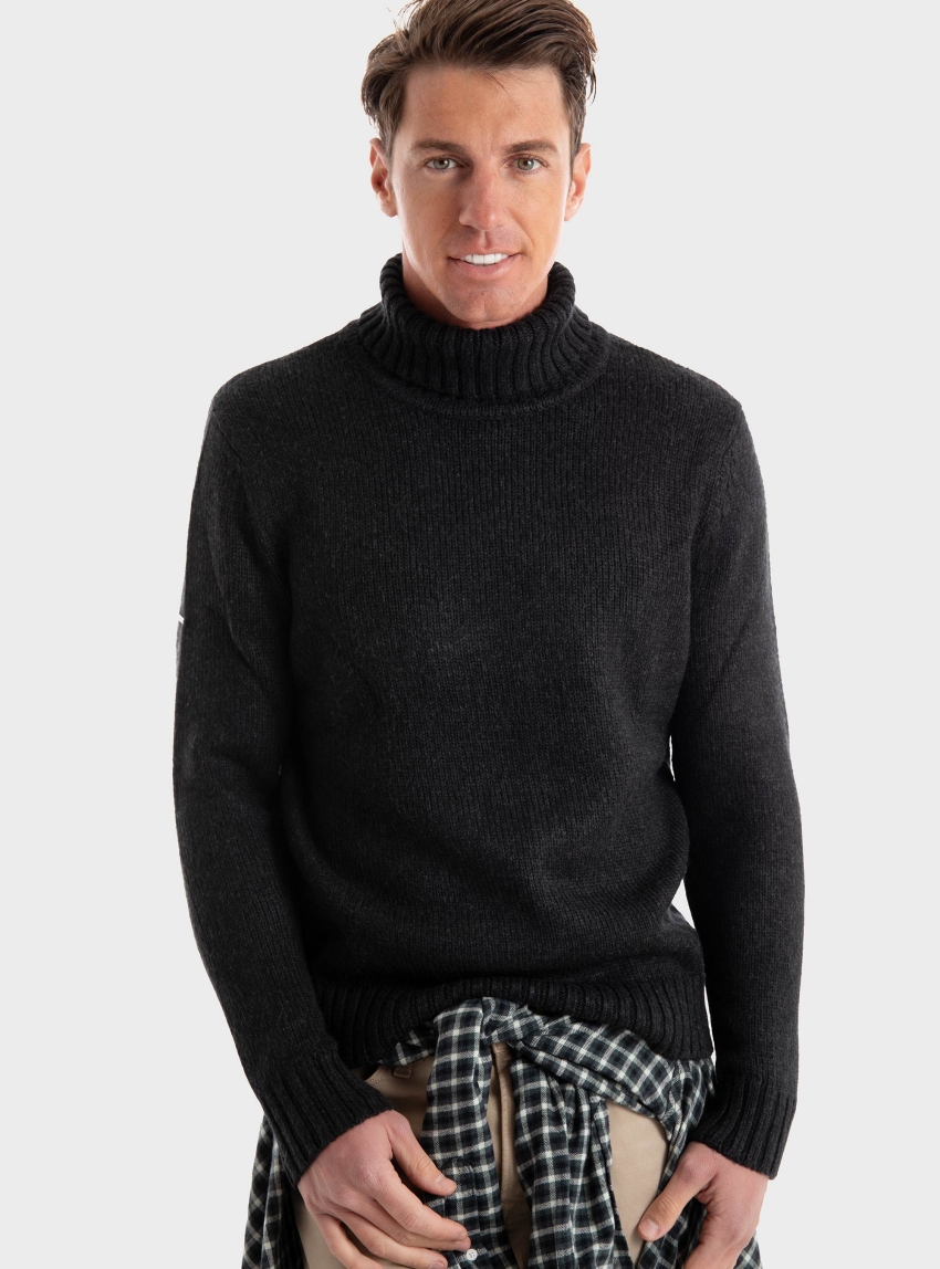 Superdry Brushed Roll Neck Jumper - Washed Black
