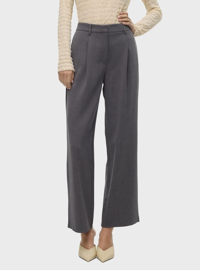 Vero Moda Dina High Waist Pants - Dark Grey Melange