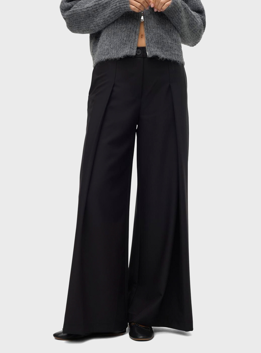 Vero Moda Nola Mid Waist Wide Pants - Black