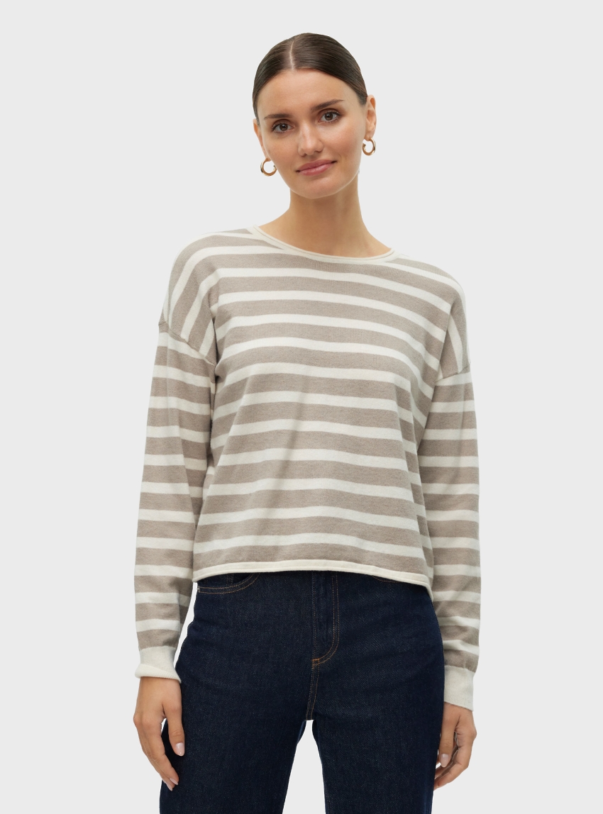 Vero Moda Fantastic Ls O-Neck Pullover Ga Boo - Off White