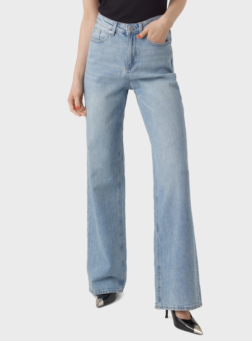 Vero Moda Tessa High Rise Wide Jeans Ra339 Ga - Light Aged Denim