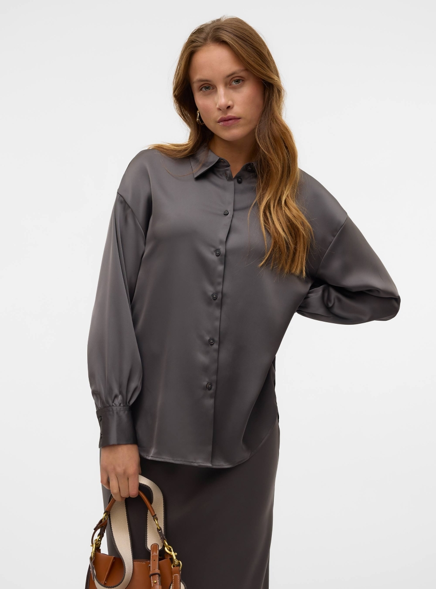 Vero Moda Naoma Relaxed Shirt - Grey Melange
