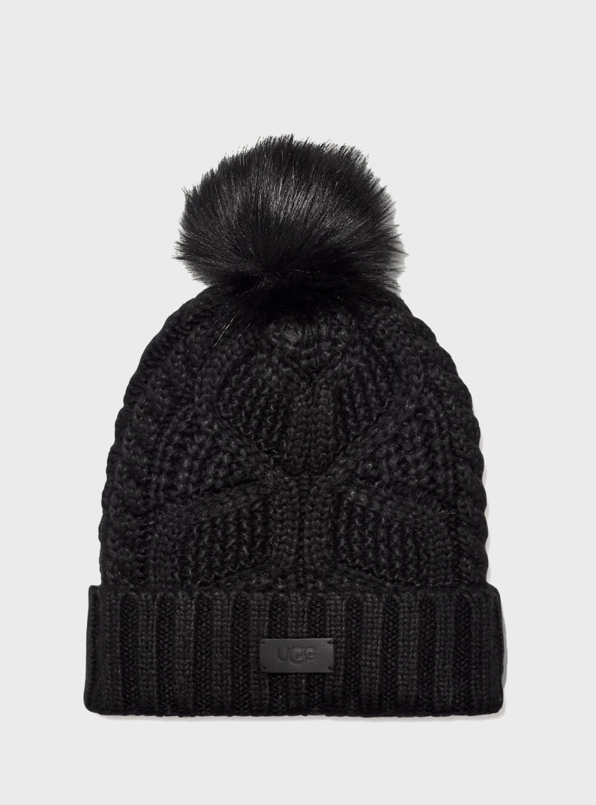UGG Cable Pom Beanie - Black