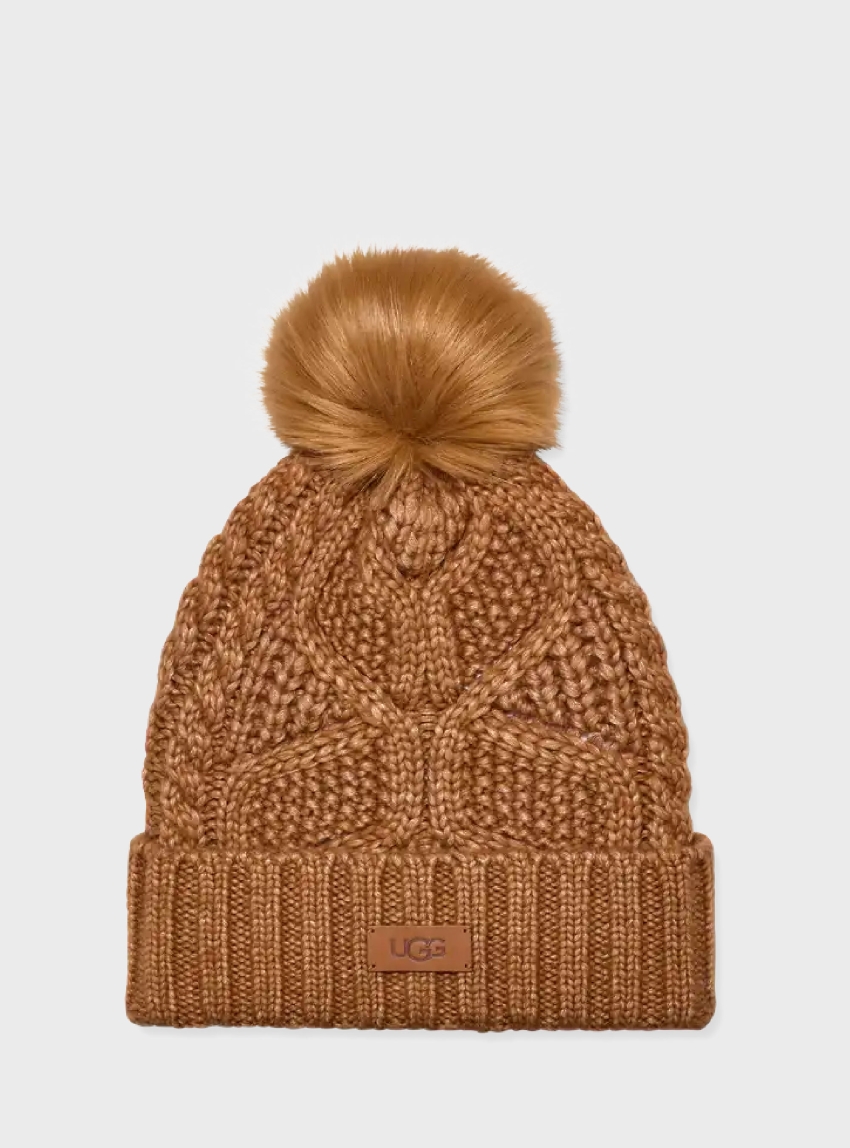 UGG Cable Pom Beanie - Chestnut