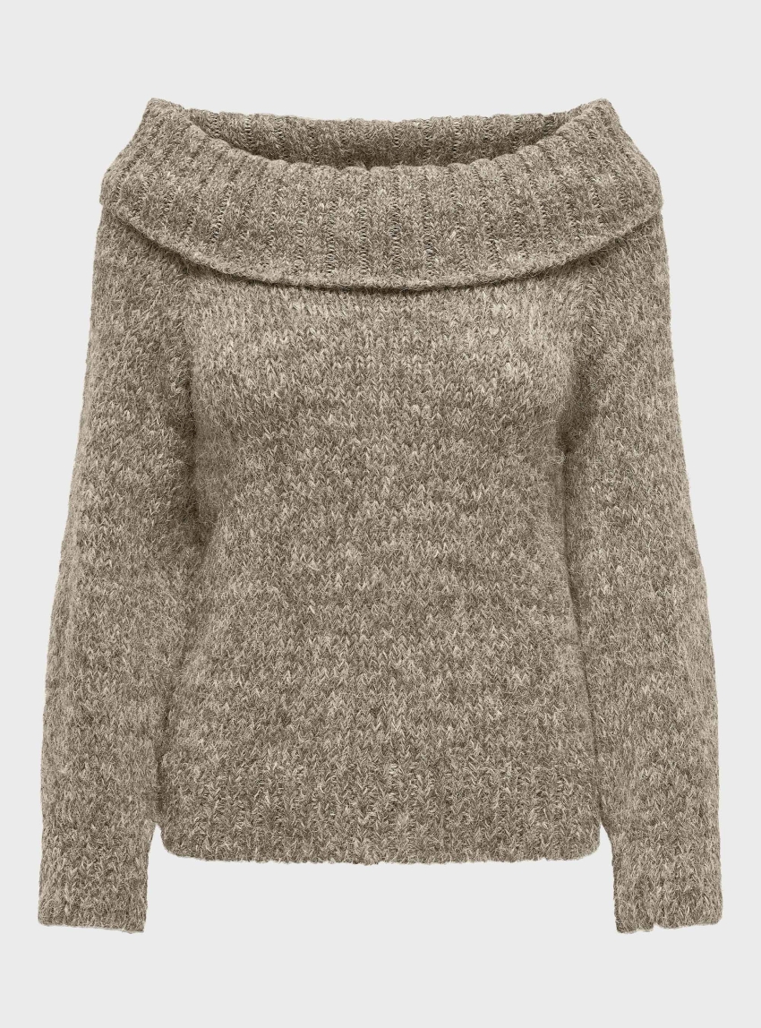 Only Marie Off Shoulder Knit - Dark Beige