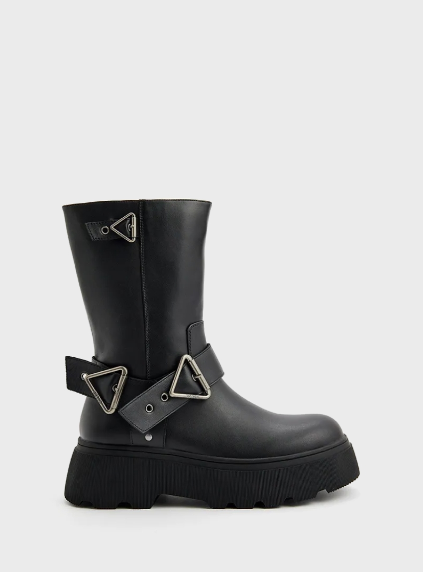 Guess Nuria Genuine Leather Ankle Boots - Black
