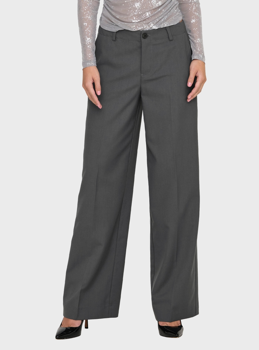 Only Alana Mid Waist Wide Pants - Dark Grey