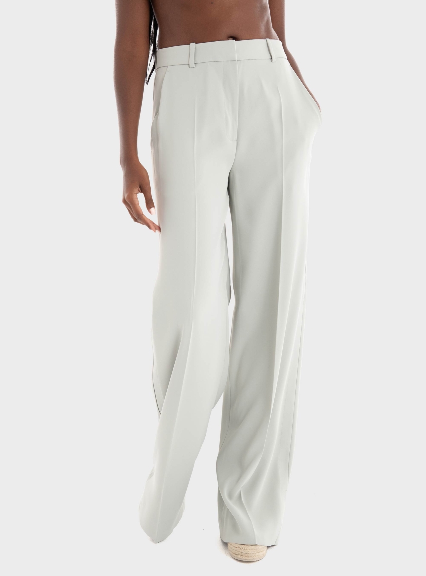 Calvin Klein Slim Wide Leg Trousers - Light Grey
