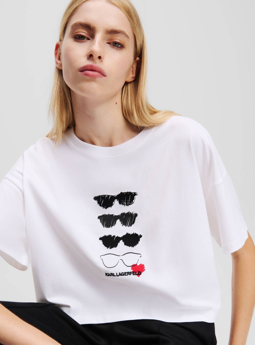 Karl Lagerfeld Sunglasses Boxy T-Shirt - White