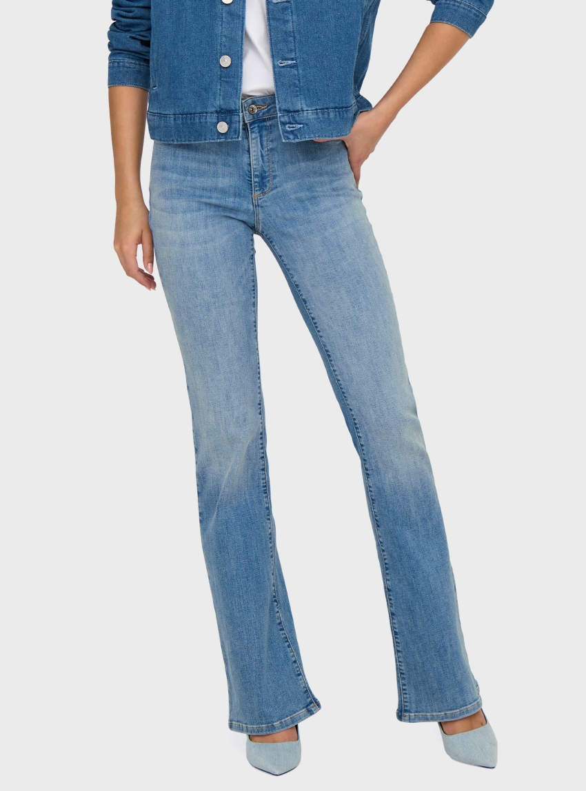 Only Ann Mid Waits Flared Jeans Soo611 - Light Aged Denim