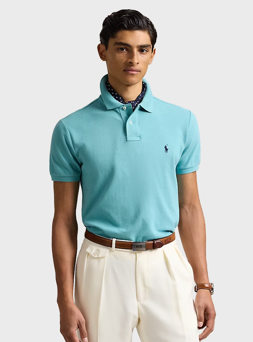 Polo Ralph Lauren Custom Slim Fit Mesh Polo Shirt - Aquamarine