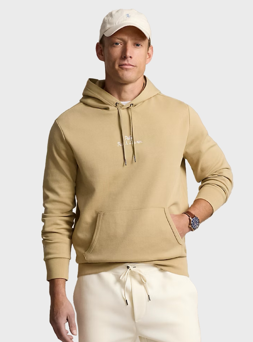 Polo Ralph Lauren Logo Double-Knit Hoodie - Dark Beige