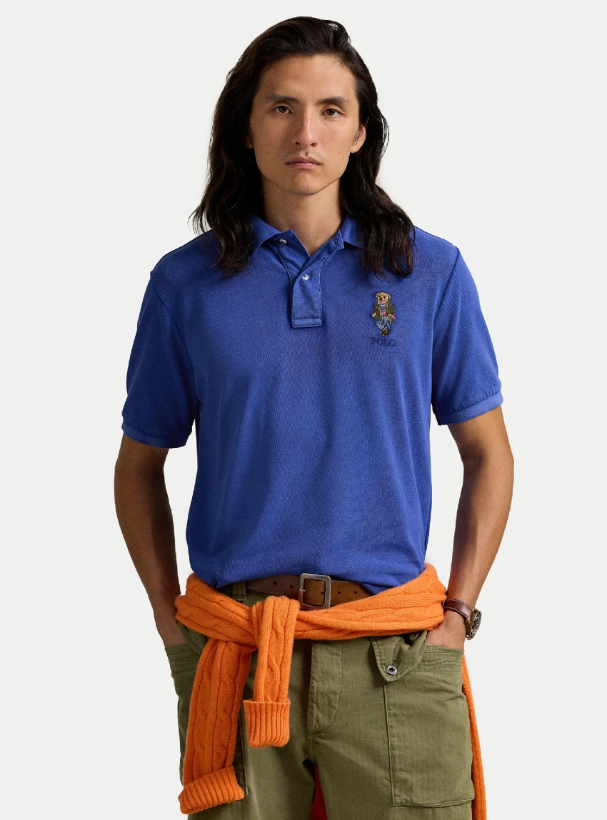 Polo Ralph Lauren Classic Fit Polo Bear Mesh Polo Shirt - Royal Blue