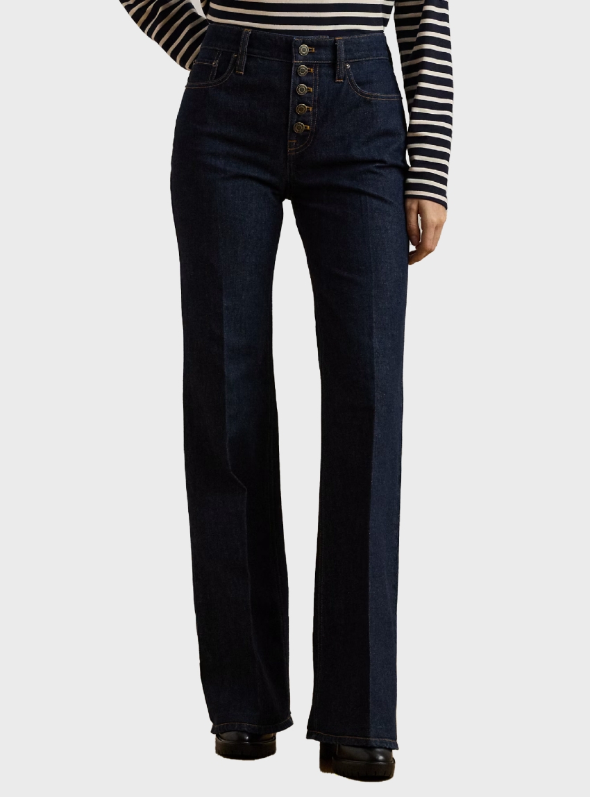 LAUREN Ralph Lauren High-Rise Flare Jeans - Unwashed Denim