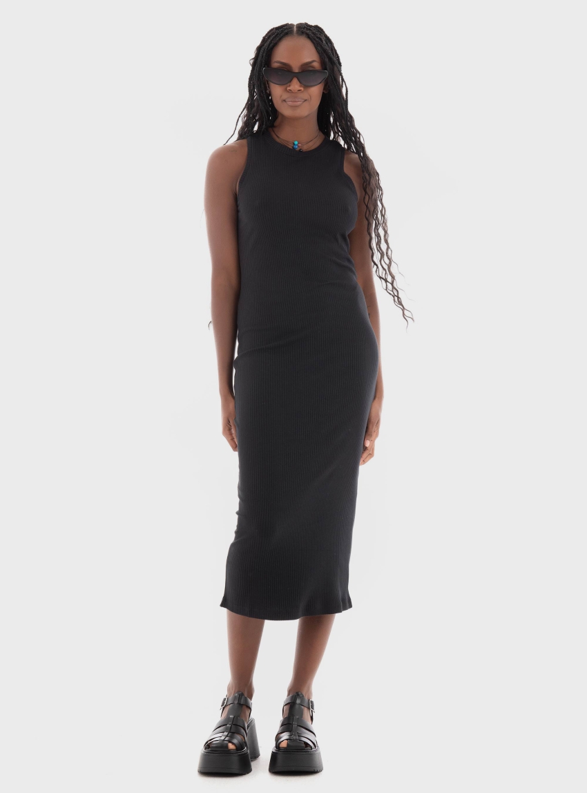 Vero Moda Lavender Aware O-Neck Calf Dress - Black