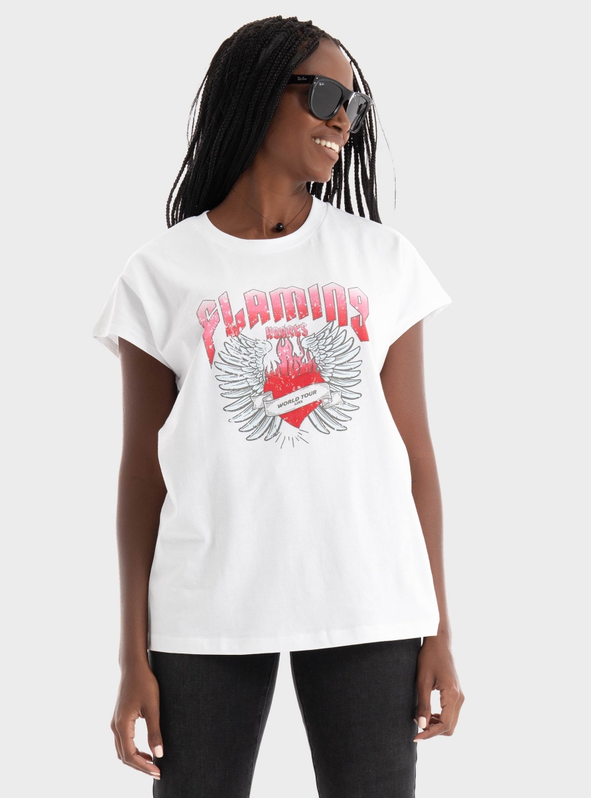 JJXX Astrid Boxy Print Tee - White