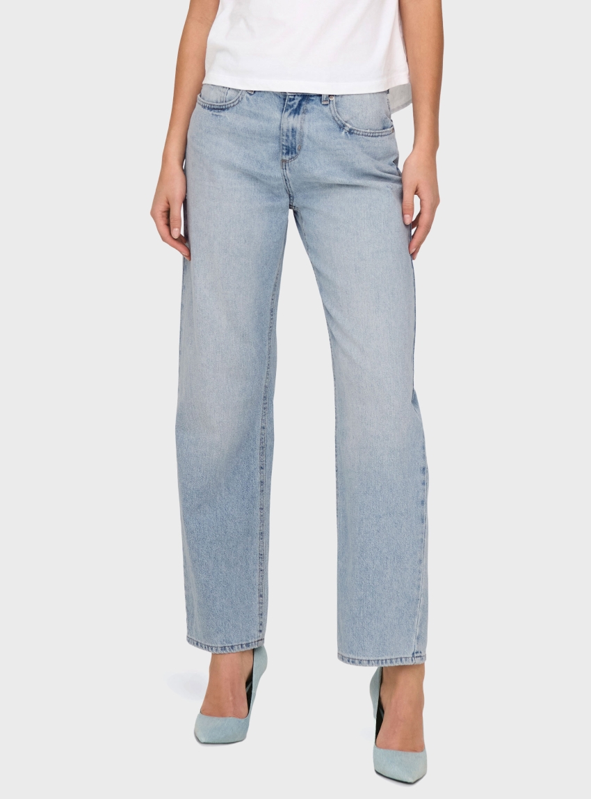 Only Ella Mid Wapst Straight Tai518 Jeans - Light Aged Denim
