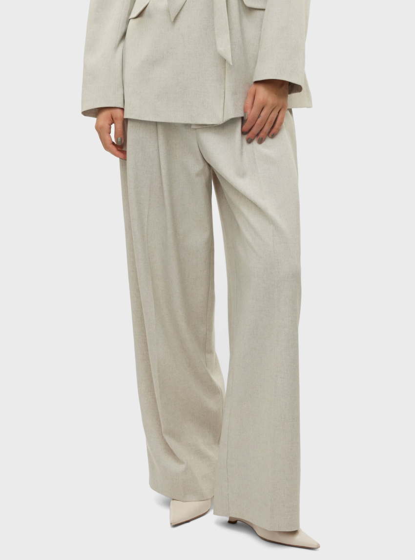 Vero Moda Omari Aware High Waist Pants - Light Grey Melange