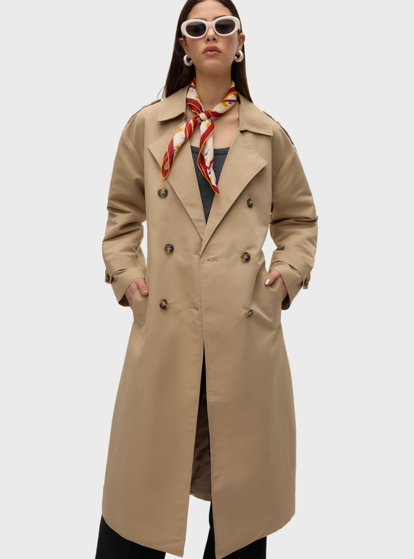 Vero Moda Chloe Long Trenchcoat - Beige
