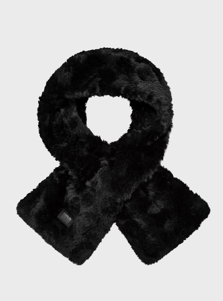 UGG W FAUX FUR PULL THROUGH SCARF - Black