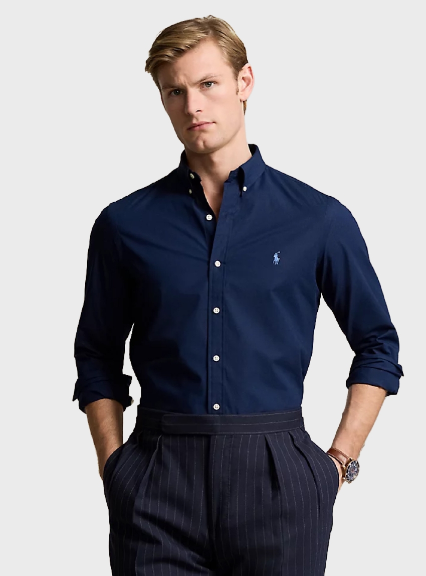 Polo Ralph Lauren Slim Fit Stretch Poplin Shirt - Navy