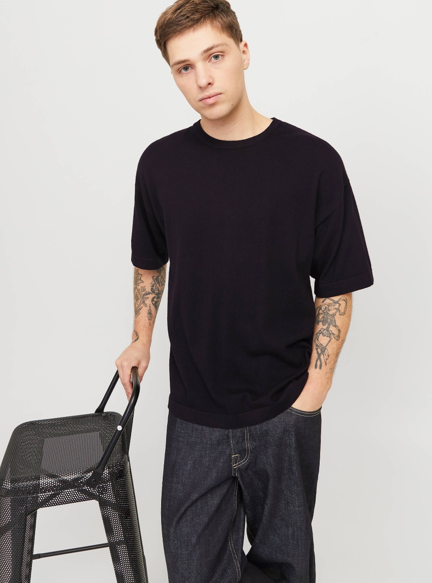 Jack & Jones Emil Relaxed Fit Knitted Tee - Black