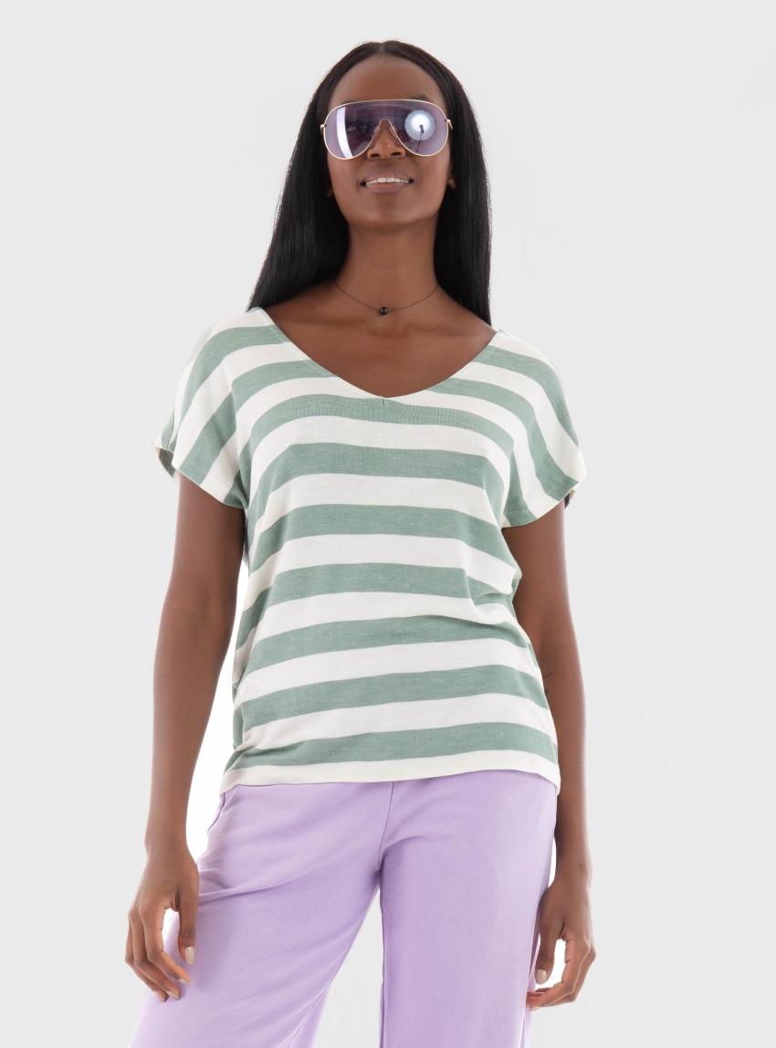 Only Lira V-Neck Top - Green