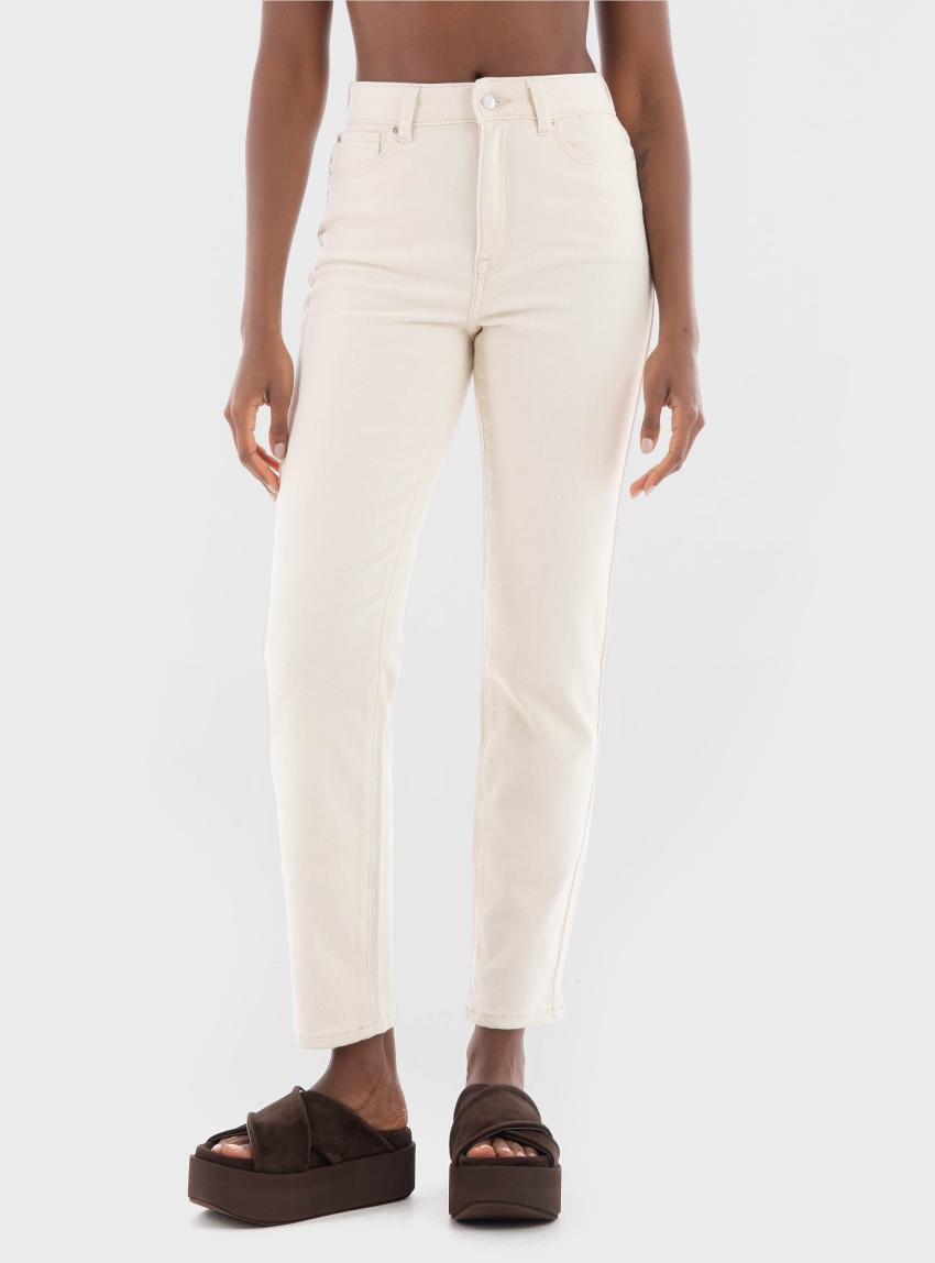 Only Emily Stretch High Waist Straight Ankle Jeans - White