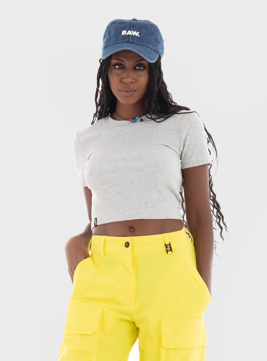 Only Betty O-Neck Short Top - Light Grey Melange