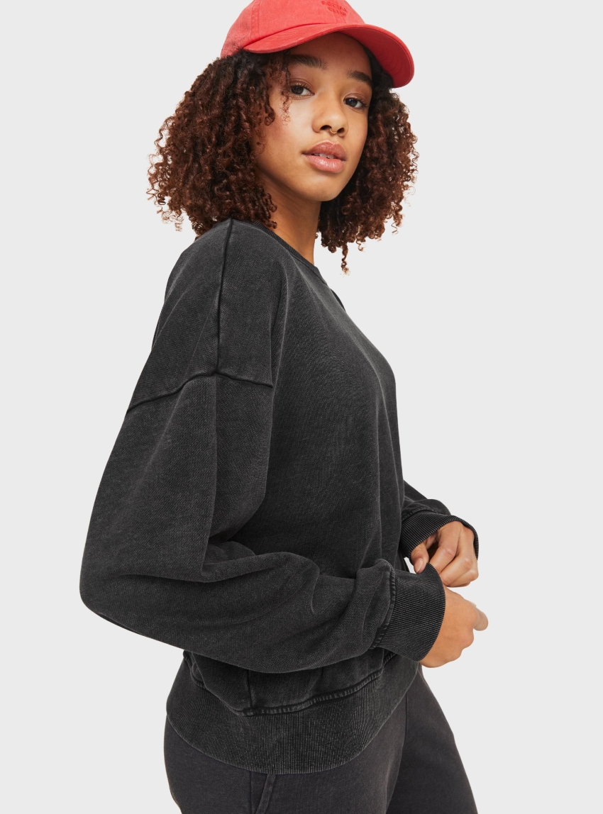 JJXX Alfa Washed Relaxed Crew Sweater - Black