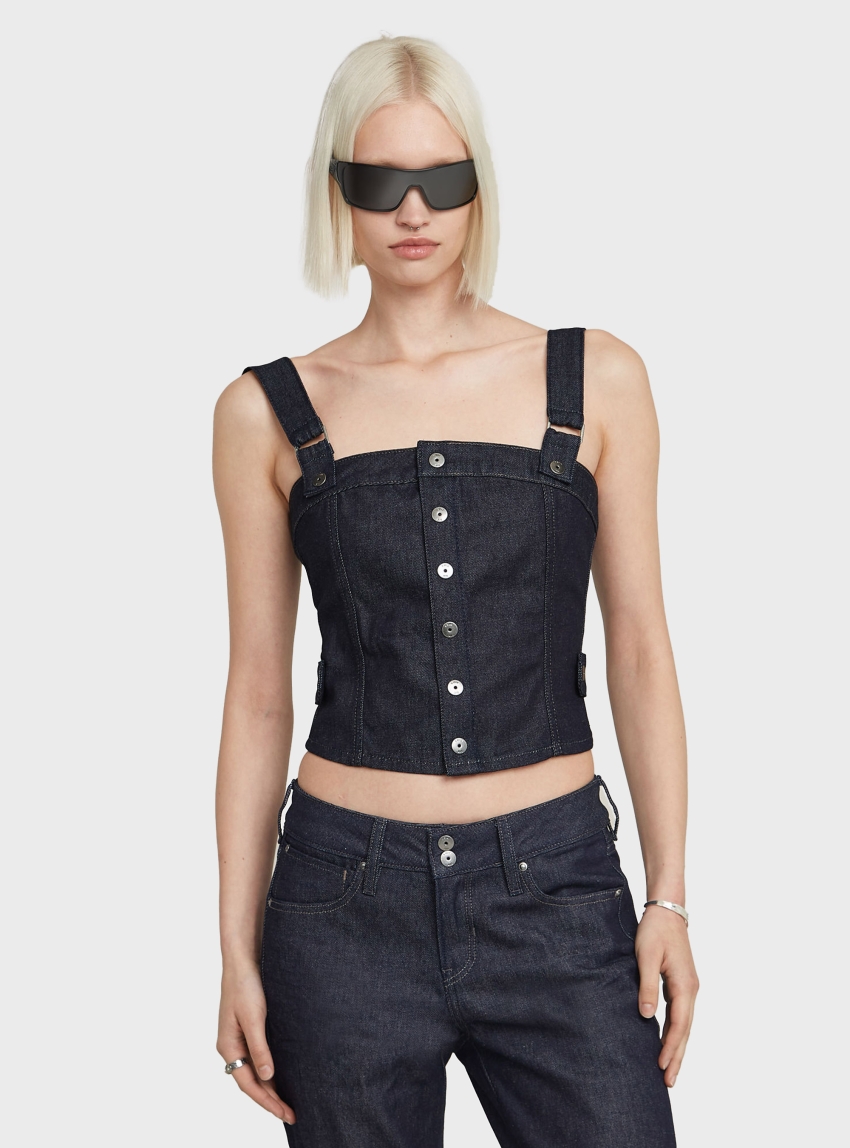 G-Star Bustier Top Detachable Straps - Raw Denim