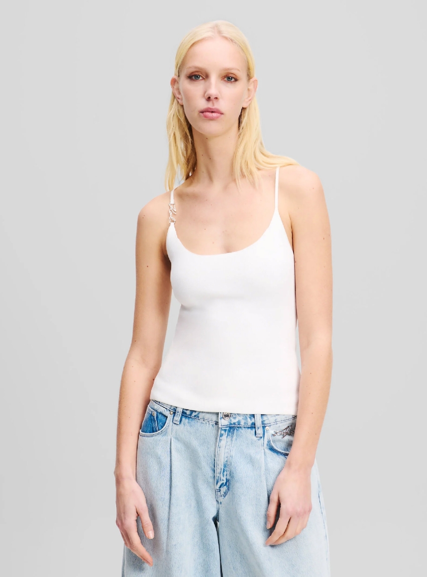 Karl Lagerfeld Knit Tank Top - White
