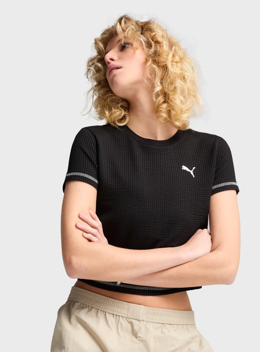 Puma DARE TO Textured Baby Tee - Black