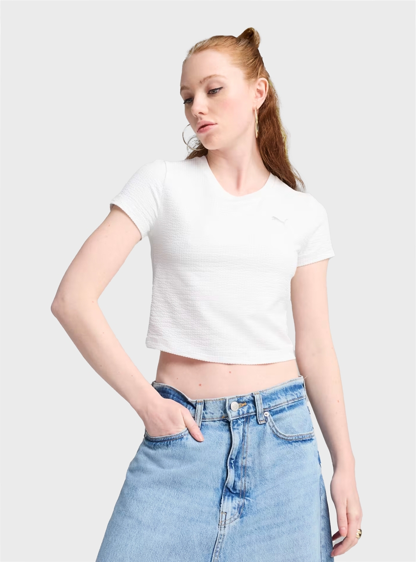 Puma DARE TO Textured Baby Tee - White