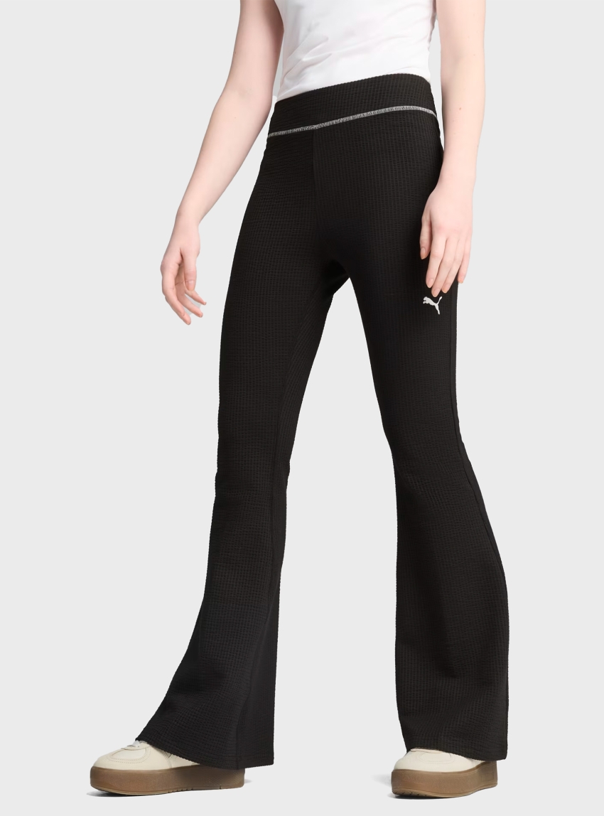 Puma DARE TO Textured Flared Leggings - Black
