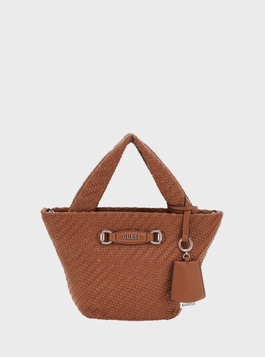 Guess Francy Woven Handbag - Cognac